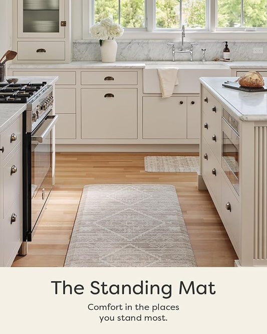 House of Noa Nama Standing Mat – Anti-Fatigue Cushioned Kitchen Mats for Floor | Ergonomic Bounce-Back Foam Kitchen Mats | Anti-Fatigue Mats for Kitchen & Standing | Ula Driftwood | 22"x54"