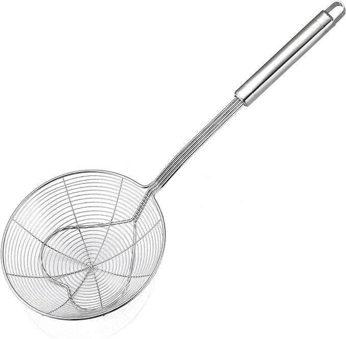 5.5 Inches Strainer Skimmer Spoon for Cooking and Frying, Strainer with Handle Stainless Steel Kitchen Utensils Fryer Scoop Spoon
