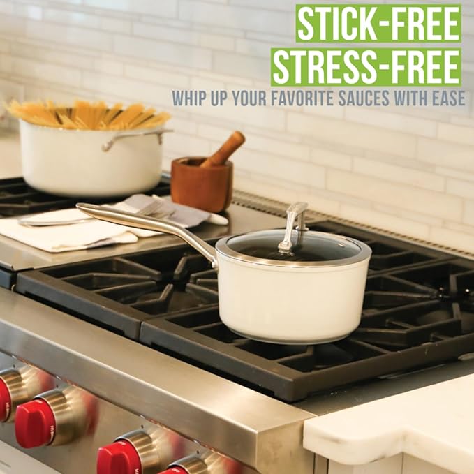 TeChef ValenCera Collection | Ceramic Nonstick Cookware Set, Free of PFAS, PTFE, PFOA, Made in Korea (6-Piece Set)