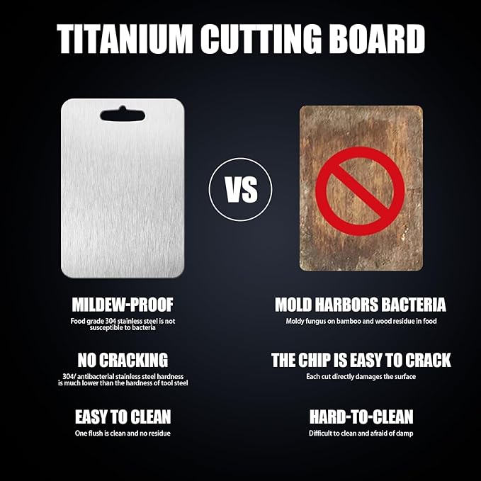 Titanium Cutting Board - 2025 New Upgrade 100% Pure Titanium Cutting Boards for Kitchen Double Sided Titanware Cutting Board,Hygiene Durable Dishwasher Safe Chopping Board (18X12in)