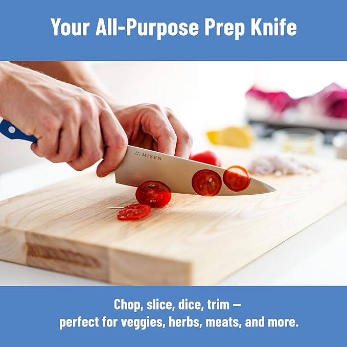 Misen 6.8" Chef Knife – High Carbon Japanese AUS-10 Stainless Steel – Hybrid German & Japanese Blade – Precision Kitchen Knife for Professionals & Home Cooks – Ultimate Cutting Performance - Blue