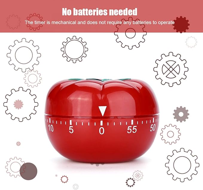 Tomato Shaped Mechanical 60 Minutes Countdown Timer Kitchen Cooking & Baking Helper Count Up Down Magnetic Timer Clock with Alarm Fast Setting(6.3x4.5cm)