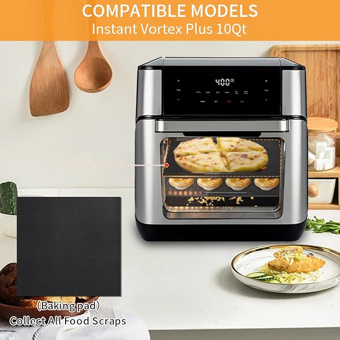 GWYSY Reusable Liners for Toaster Oven Air Fryer 8.66×9.44 Accessories Compatible with Instant 10QT Air Fryer 4PCS Non-Stick Mats for Baking