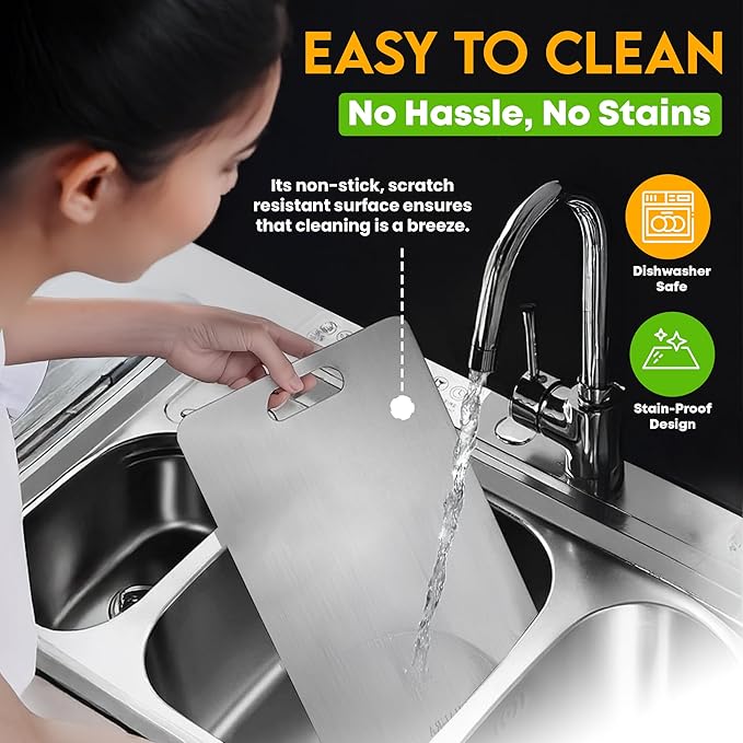 Titanium Cutting Boards for Kitchen Ultra Durable 2mm Thick Non Stick Scratch Resistant Easy to Clean Dishwasher Safe Premium Quality Yamato Titanium Cutting Board (Large)