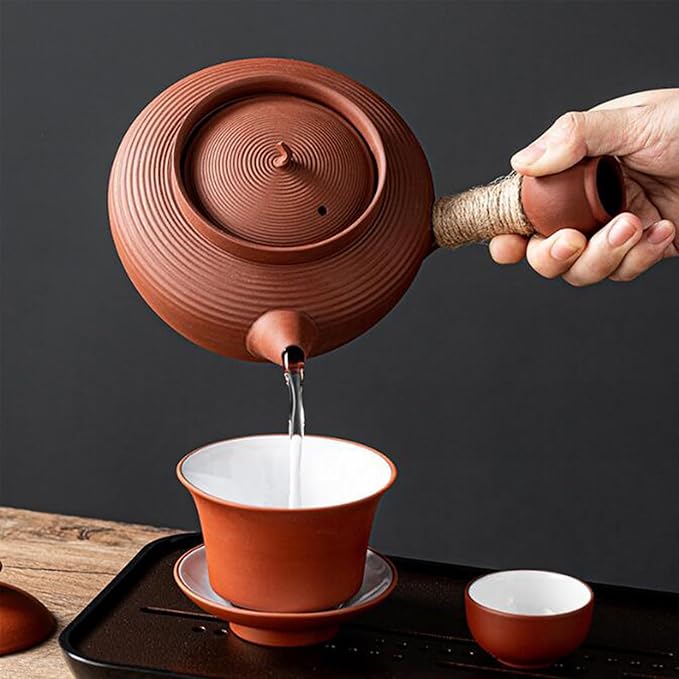 Charcoal Stove Tea Cooker with Warmer, Charcoal Stove Kettle Stovetop Chinesetea Pot Coated with Enameled Interior, 1000Ml