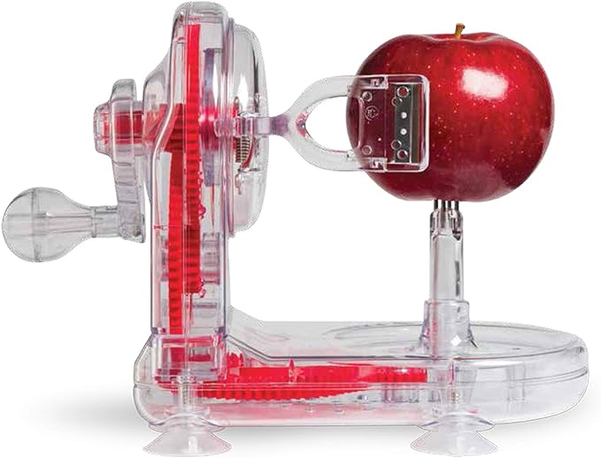 Starfrit Apple Peeler - Easily Peels All Types of Apples - Spring Loaded Arm Adapts to Various Shapes - Bonus Apple Corer