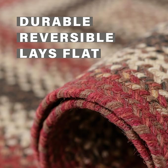 Homespice Chester Oval Woven Rug 5x8' - Cabin Style Natural Rugs for Living Room and Bedroom
