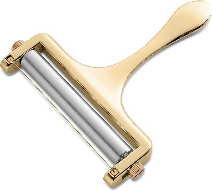 Bellemain Stainless Steel Wire Cheese Slicer - Adjustable Cheese Cutter for Cheddar, Gruyere, Raclette, Mozzarella Cheese Block, Gold