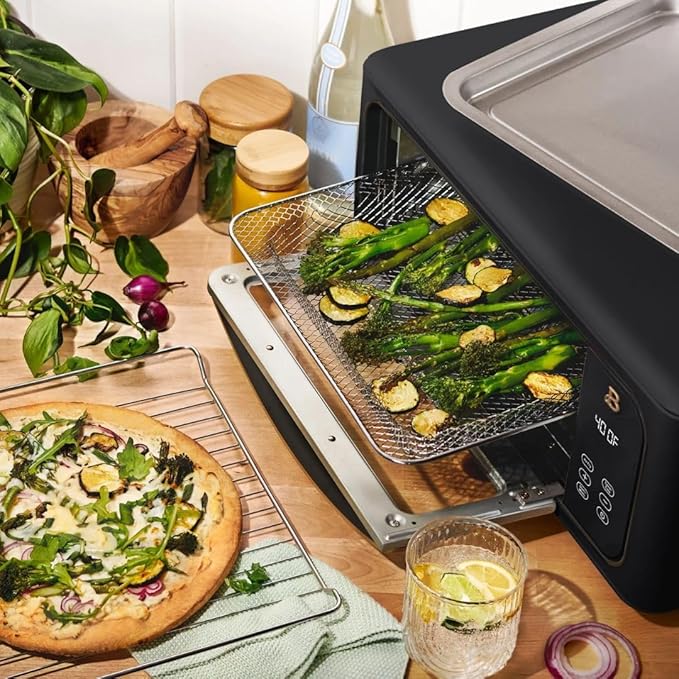 Beautiful by Drew Infrared Air Fry Toaster Oven 1800W with 9-Slice Capacity and Multi-Function Cooking (Black Sesame)
