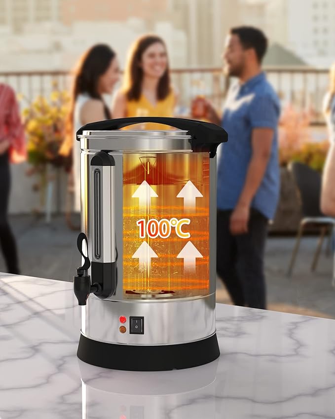 Coffee Urn 100 Cup, Stainless Steel Commercial Coffee Maker 14 L/3.7 gal Electric Hot Beverage Dispenser Large Hot Water Dispenser Coffee Dispenser Hot Water Urn For Business, Catering, Party