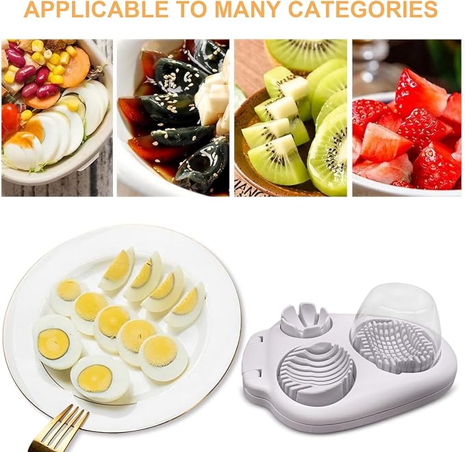 1 Count 3-Mode Egg Slicer, Stainless Steel Wire Cutter for Hard Boiled Eggs, Strawberry, Grape, Mushroom, Kitchen Slicing Tool for Fruits and Vegetables