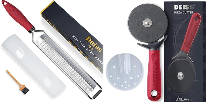 Deiss PRO Lemon Zester & Heavy Duty Cheese Grater and Deiss Lux Heavy Duty Pizza Cutter