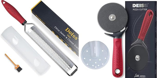 Deiss PRO Lemon Zester & Heavy Duty Cheese Grater and Deiss Lux Heavy Duty Pizza Cutter