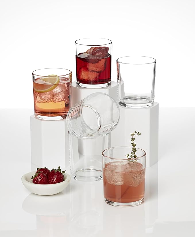 Oneida Glassware, 24 Seven Clear Medium Tumbler, Set of 6, 13.5-Ounce Capacity, Made From Glass, Dishwasher Safe Tumbler, Drinking Glasses Set, Home and Kitchen, Water Glasses (Clear, 4 Piece)