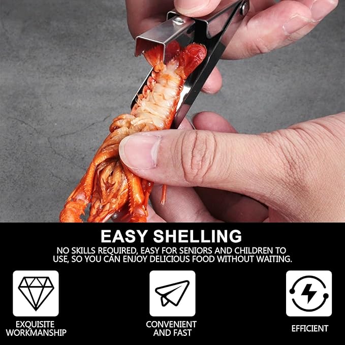 4pcs Crawfish Peeler Tool Metal Crayfish Opener Gadget Stainless Steel Tail Peeler Effortless Convenient Seafood Toolfor Families and Restaurants