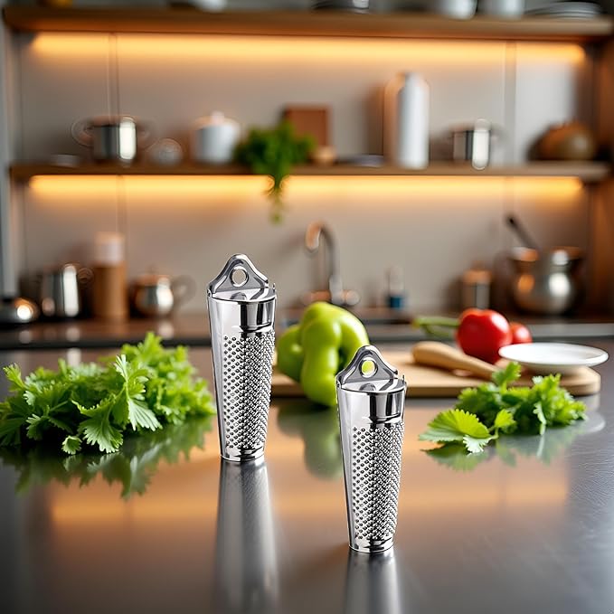 2Pcs Silver Multifunctional Kitchen Stainless Steel Ginger Garlic Nutmeg Grater Nut Walnut Lemon Hand Planer Tool Lemon ZesterDurable and Professional Kitchen Tool Garlic Tools