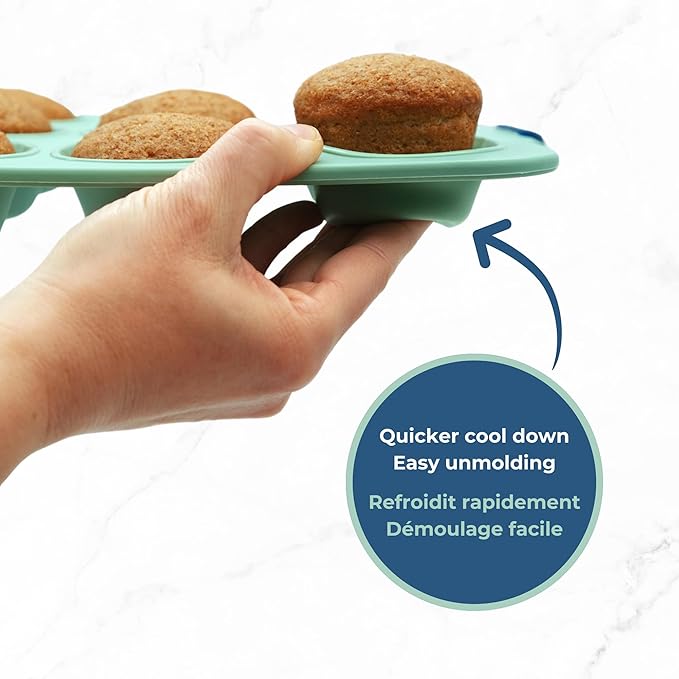 Starfrit Silicone Baking Pan - 24 Mini Muffins with Integrated Metal Frame - Green