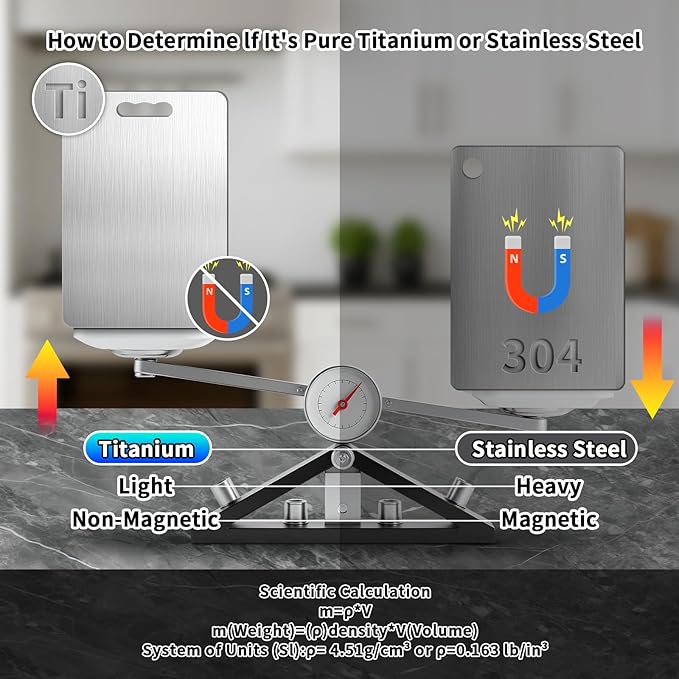 Titanium Cutting Board For Kitchen, 100% Pure Titanium Cutting Boards, Double-sided Food Grade Quality 1 Pack, Easy To Clean And Will Not Absorb Odors, Suitable For Kitchen Or Outdoor(Medium Size)