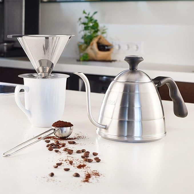Westmark Brasilia Plus 24582260 Gooseneck Kettle with Thermometer Suitable for Induction Cookers 18/8 Stainless Steel