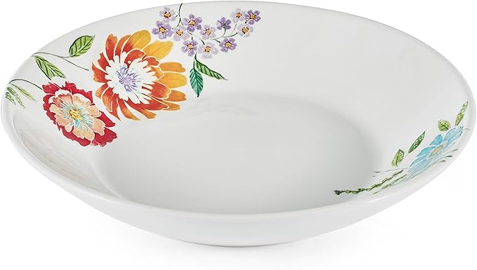 Fitz and Floyd Meadow Floral Set of 2 Serving Bowls, 10.5 inch, 8.5 Inch