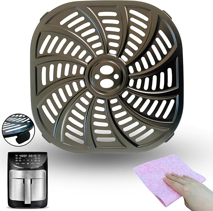 GSZN 7QT Air Fryer Crisper Tray for Gourmia GAF798 Air Fryers, Upgraded Nonstick Air Fryer Grill Pan Crisper Plate Insert Rack Grate Grid Shelf for Gourmia 7QT Air Fryers, Dishwasher Safe