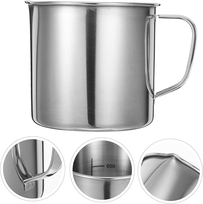 Homoyoyo 500ml Stainless Steel Measuring Cup Scale Lab Beaker for Chemistry Accurate Measuring Cups