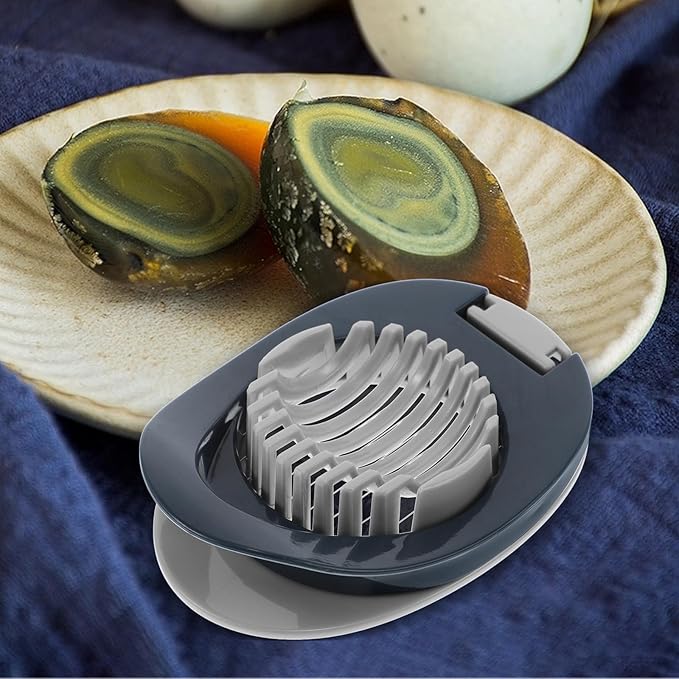 NUOBESTY Egg Slicer Boiled Egg Cutter Kitchen Tool Dark Blue Handle Mushroom Slicer Fruit Preparation