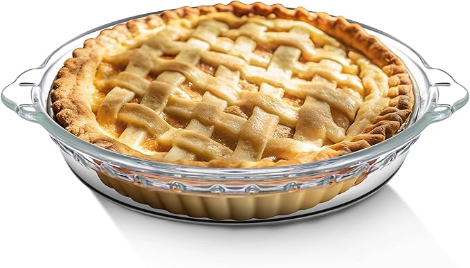 Uiifan 1 Pack 6 Inches Mini Glass Pie Pan for Baking 11.6 oz Clear Pie Plate with Handles Round Glass Dish for Baking and Serving, Snacks, Salads, Desserts