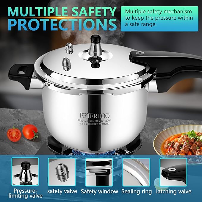 Premium Stainless Steel Pressure cooker 12 quart | 8 Safety Features & Quick cooking | stovetop pressure cookers;instant pot pressure cooker;olla de presion pressure cooker 12+ quart large