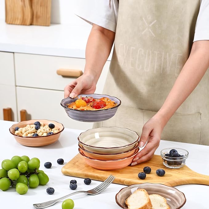 Selamica Ceramic Mini Pie Pans Set of 6, 6 Inch Pie Dish for Baking, Small Pie Plate with Fluted Edge for Apple, Quiche, Pot Pies, Microwave & Oven Safe, Maillard