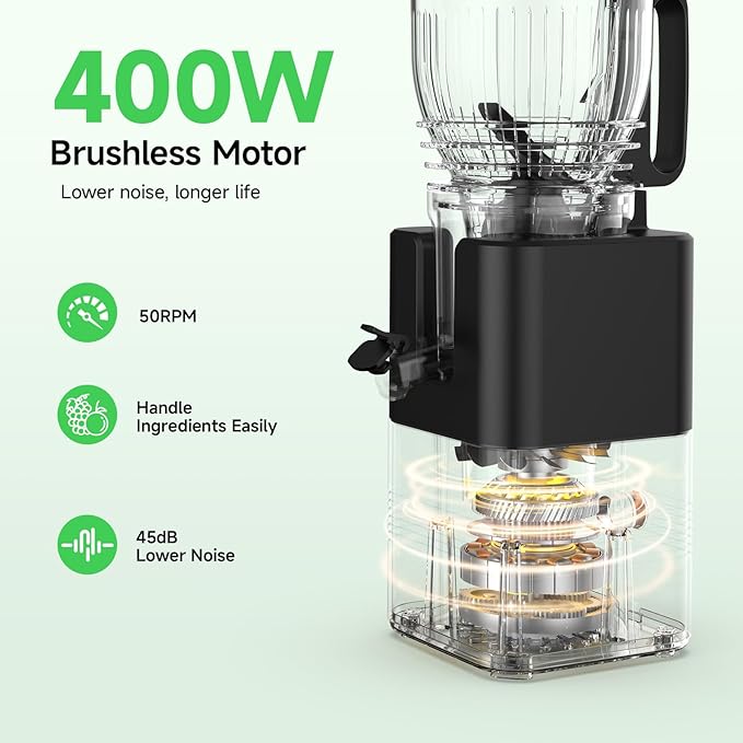 Airpher 400W Cold Press Juicer, 5.8" Wide Feed Chute Slow Masticating Juicer Machines for Whole Fruits & Vegetables | High Juice Yield, Easy to Clean | Valentine's Day Gift Ideas for Women (Dark gray)