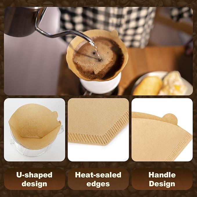 ZYFOTZUN 250 Count #2 Coffee Filtets 2-4 Cup, Premiun Unbleached Natural Coffee Paper Filters, No Blowout, Disposable Coffee Filter Cone Paper for Pour Over and Drip Coffee Maker