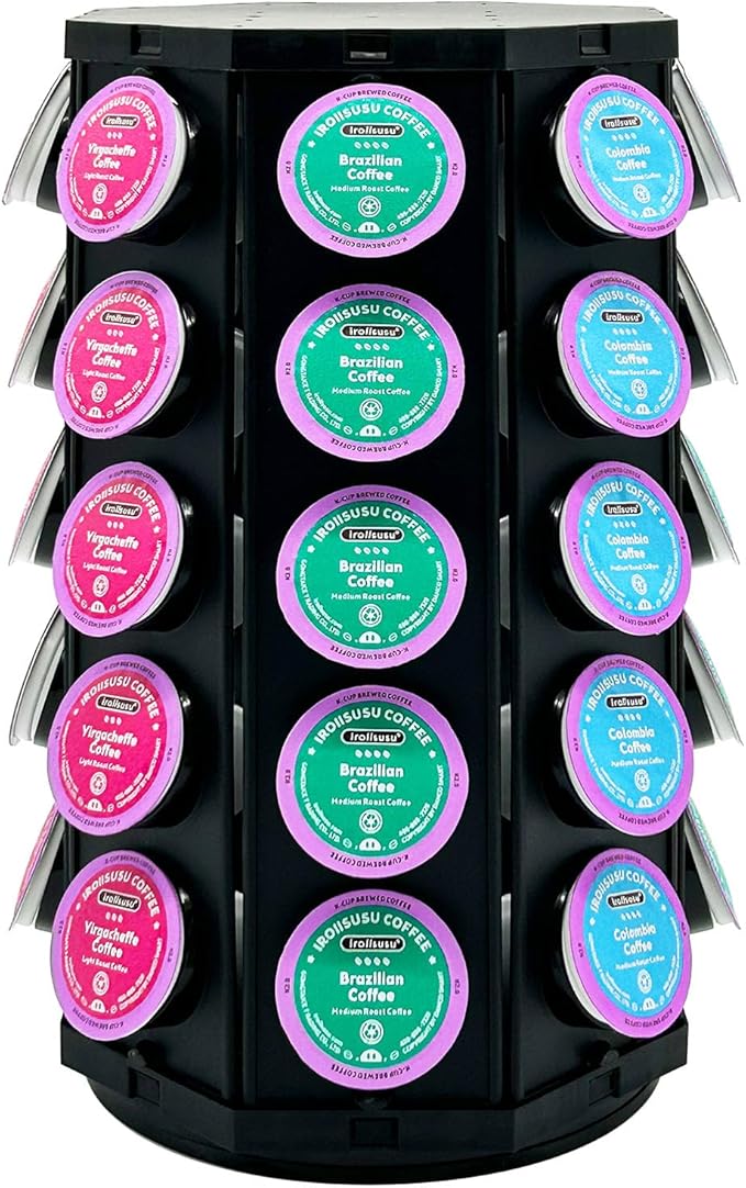 K Cup Coffee Pod Holder Storage Carousel Organizer Stand Compatible with 40 K-Cup Pods(black--01)