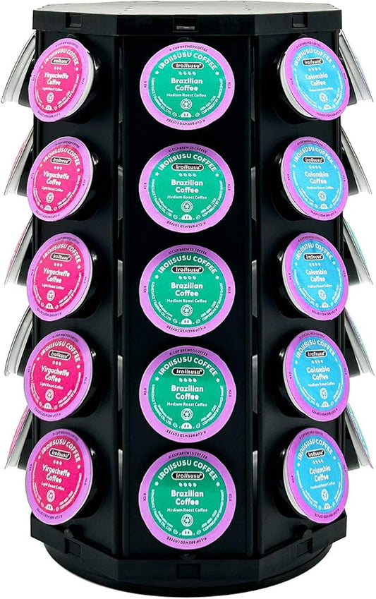 K Cup Coffee Pod Holder Storage Carousel Organizer Stand Compatible with 40 K-Cup Pods(black--01)