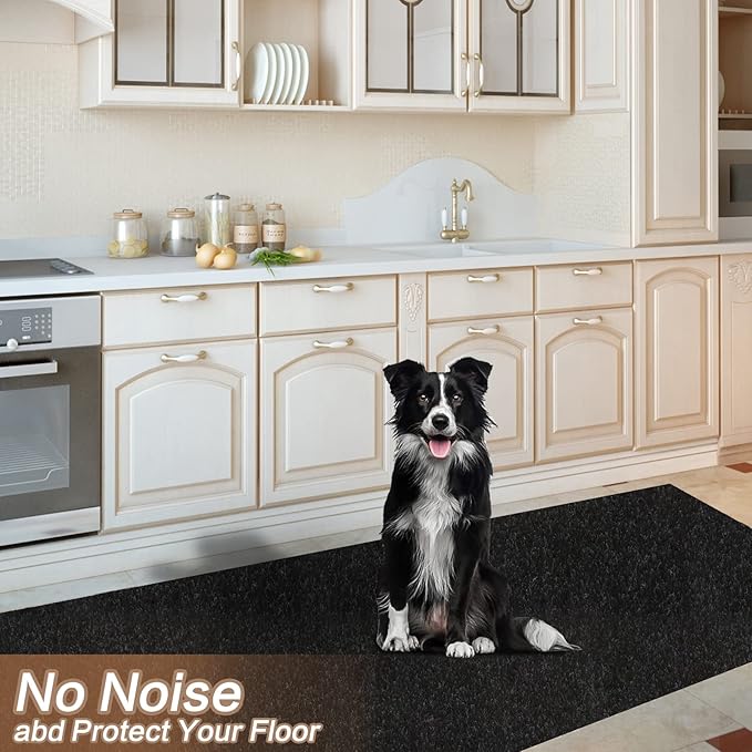 3' x 78' Runner Rugs with Rubber Backing, Indoor Outdoor Utility Carpet Runner Rugs, Black, Can Be Used as Aisle for The RV and Boat, Laundry Room and Balcony