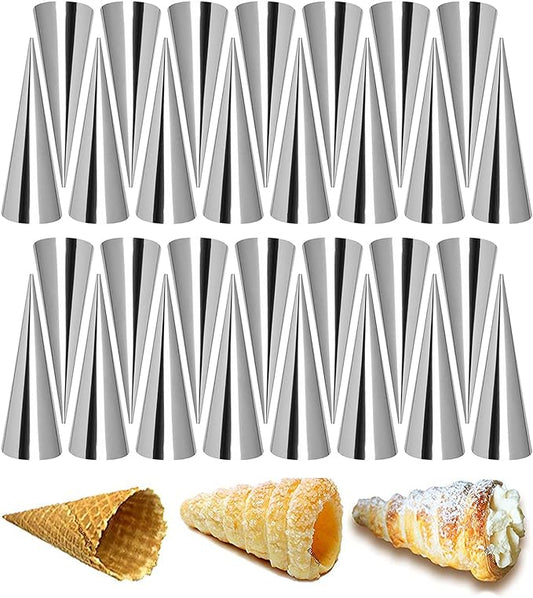 RoseFlower 30pcs Non-Stick Cream Horn Cones Tubes Stainless Steel Conical Croissant Pastry Baking Moulds Set, Cannoli Form Roll Mold Corner Shaper for Christmas Anniversary and Daily Use #1