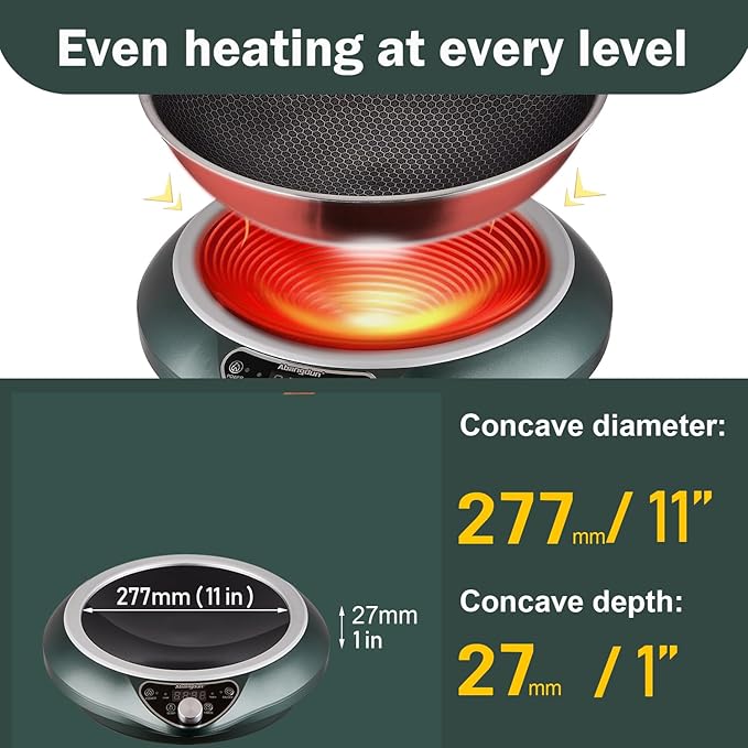 Abangdun Induction Wok Cooktop Induction Burner 1700W/85V~120V Electric Wok Curved Surface Electronic Cooker Concave Stoves