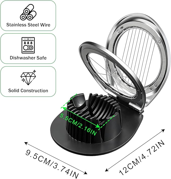 3 in 1 Egg Slicer, Egg Cutter Egg dicer for Boiled Eggs -Stainless Steel Wire with 3 Slicing Styles