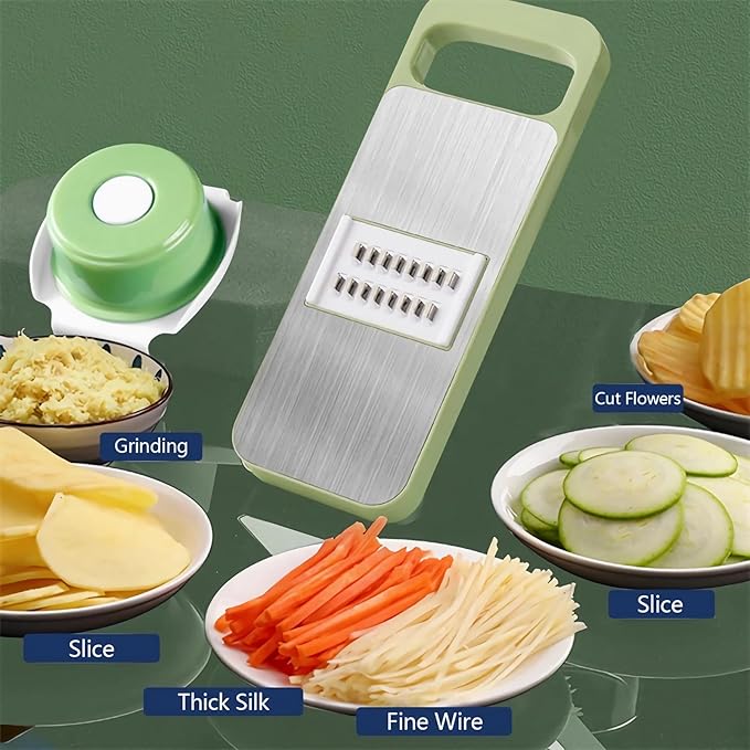 2 Pack 5 in 1 Mandoline Slicer for Kitchen, Vegetable Slicer Multi Blade Potato Chip, Veggie shredder, Vegetable Cutter, Julienne Shredder and peeler For Small Job In Kitchen