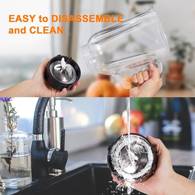 JUSANTE Professional Blender with 1200 Watts and 64 oz Glass Jar Kitchen Countertop Blender for Shakes and Smoothies with High Speed Total Crushing Smoothie Blender Black for Smoothies Frozen Drinks