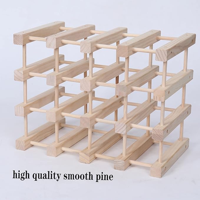 Wooden Stackable Storage Modular Small countertop Wine Rack Cabinet,Freestanding for Floor Wood Wine Bottle Shelf (16bottle)