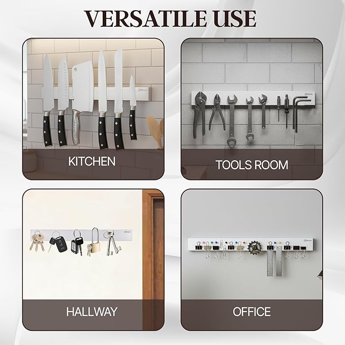 Magnetic Knife Holder for Wall, Knife Magnetic Strip with Extra Strong Magnet, 16 Inch Multi-Purpose Metal Knife Rack, Kitchen Utensil Holder, Organizers Home Kitchen & Garage Accessories