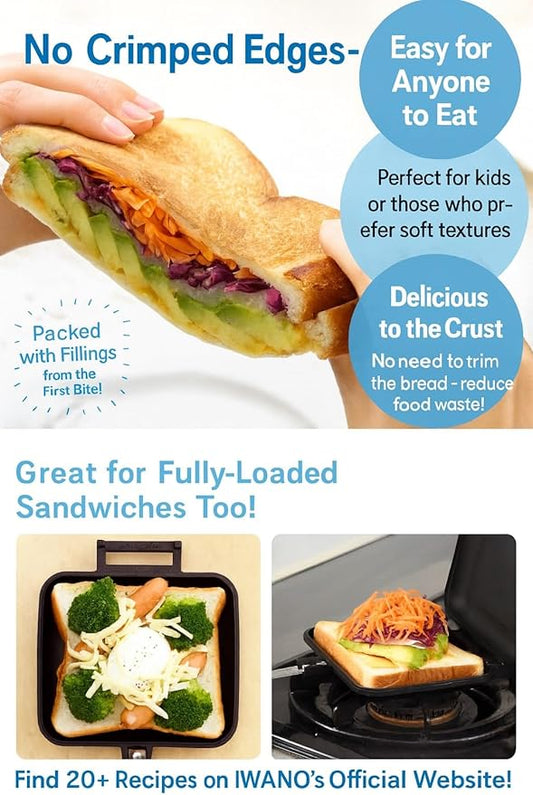 ] Stovetop Panini & Hot Sandwich Maker for Gas Stove, Non-Stick Detachable Pans, Made in Japan, EL (Unsealed Edges), 1.21 lb