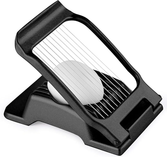 Egg Slicer, Egg Slicer for Hard Boiled Eggs, Stainless Steel Wire Egg Slicer, Heavy Duty Aluminium Egg Cutter Dishwasher Safe for Egg Strawberry Soft Fruit, Black