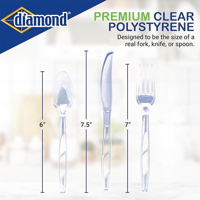 Diamond® All Occasion Clear Disposable Cutlery Set 288 Count (288 Cutlery Set)