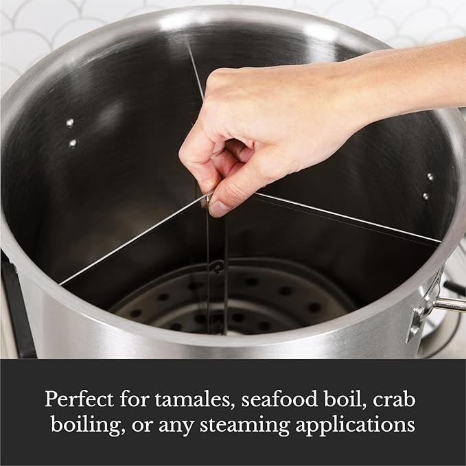 GasOne Stainless Steel Steamer – 40qt Steamer Pot for Cooking with Water Fill Spout, Rack, Divider – Steam Pot for Tamales and Crab Boil – Induction Ready