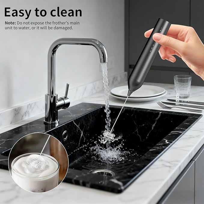 BZPP Kitchen Milk Frother Handheld with Stand, 3 Speeds Adjustable Mixer Electric Handheld Frother Wand, Hand Mixer Matcha Whisk Coffee Stirrers for Matcha, Hot Chocolate, Egg, Lattes - Black