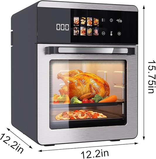 HOMLOVE 18QT Large Air Fryer Oven with Touch Screen Display, 10-in-1 Air Fry, Roast, Bake, Broil, Dry, Frozen, Proof Combo with Window, Family-Size, Multi-Function, Healthy Cooking 120V