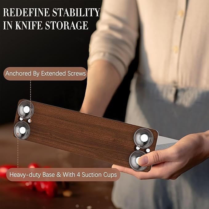Magnetic Knife Block, Magnet Kitchen Knife Holder Stand with Strong Magnet Strip for Kitchen Counter