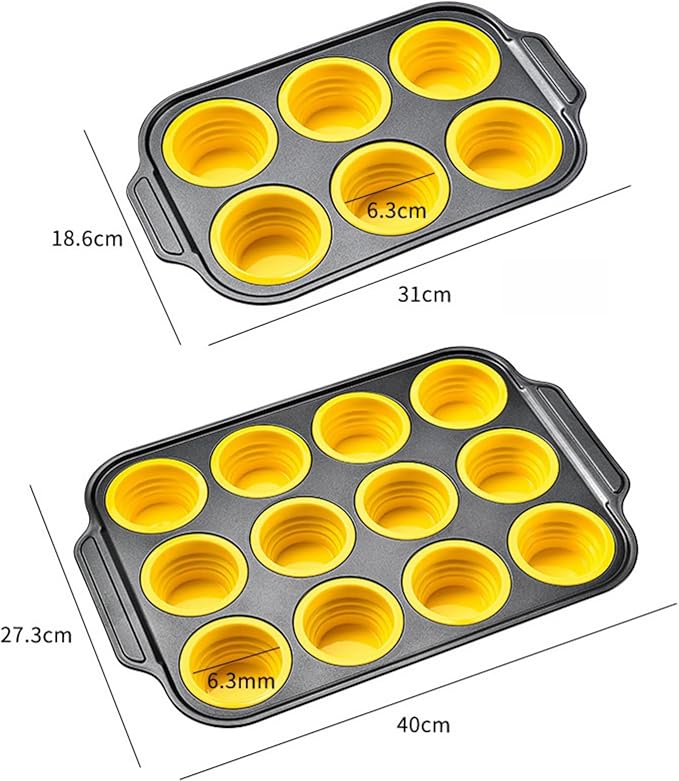 YiYeraio 6 Cups Silicone Muffin Pans for Baking with Metal Frame, Egg Bite Molds, Cupcake Pans Regular Size, Muffin Tins Easy to Pop Nonstick Non Toxic Bakeware for Oven Dishwasher Safe